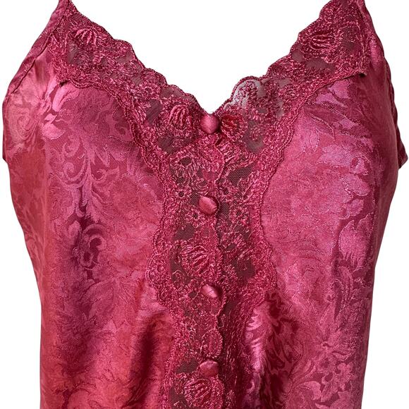 Vintage Jaclyn Smith Sleepwear Nightgown Magenta Floral Slip Dress Women's Small - Picture 5 of 11